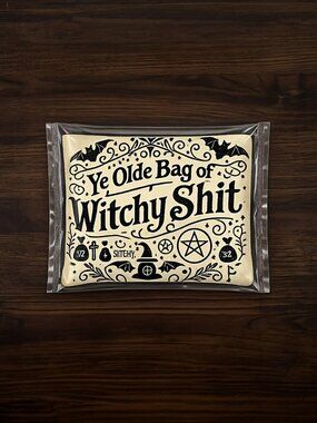 NEW Ye Olde Bag Of Witchy S**t Beige Makeup Bag Gothic Cosmetics Bag Pouch